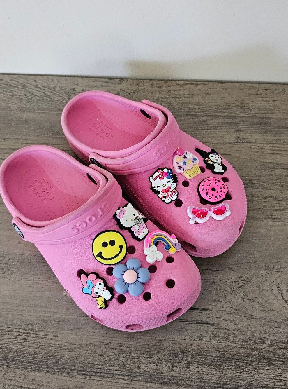 CROCS Kids Pink Clog Sandals Charms Toddler Girl C 13 Hello Kitty My Melody